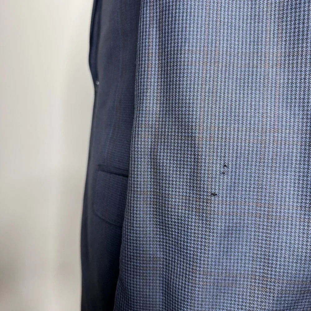 Joseph Bach Sartoriale‎ Sport Coat Blazer 48R (58 it) Mens Blue Check Wool